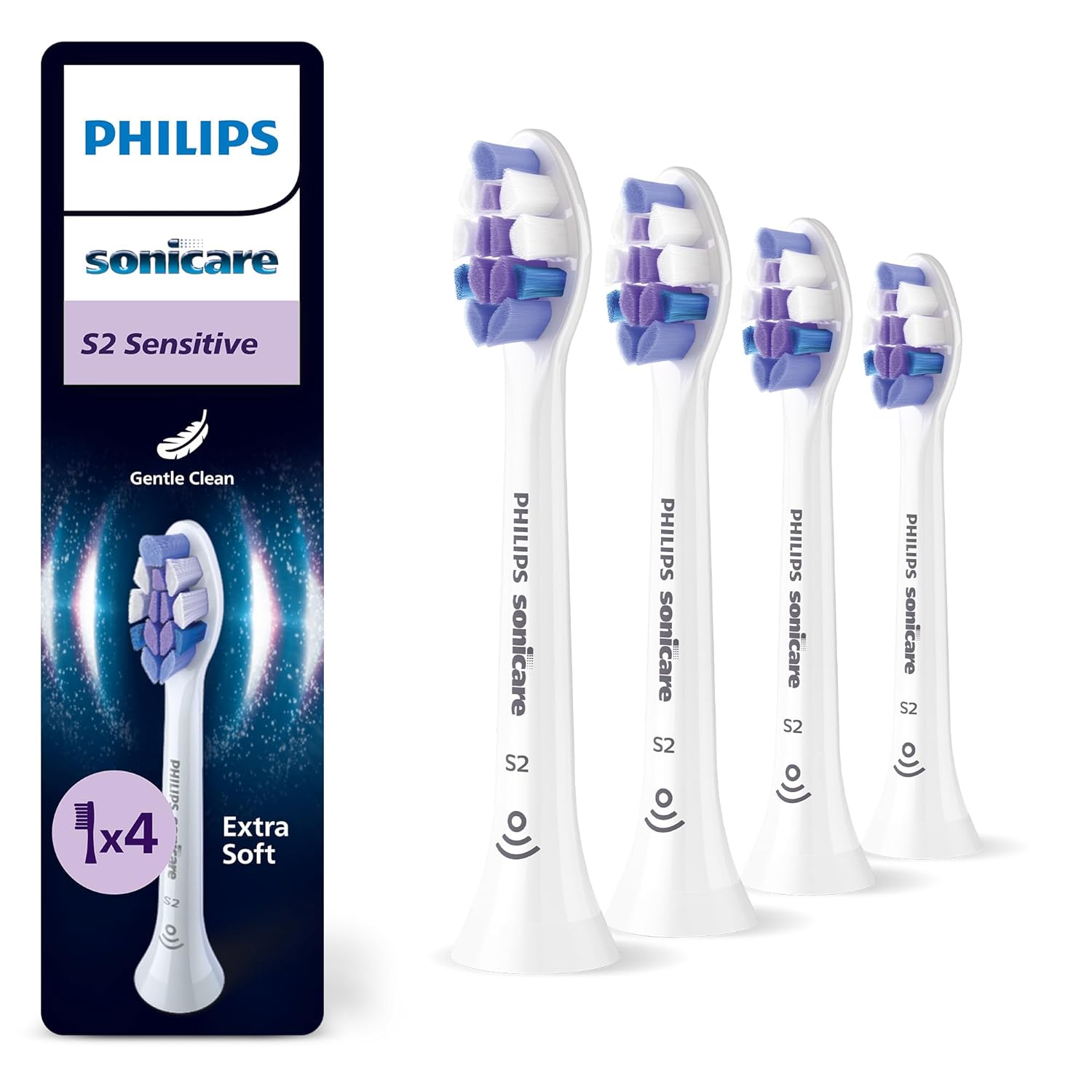 Philips Sonicare S2 Sensitive Ersatzbürstenköpfe Weiss (4 Stk.)