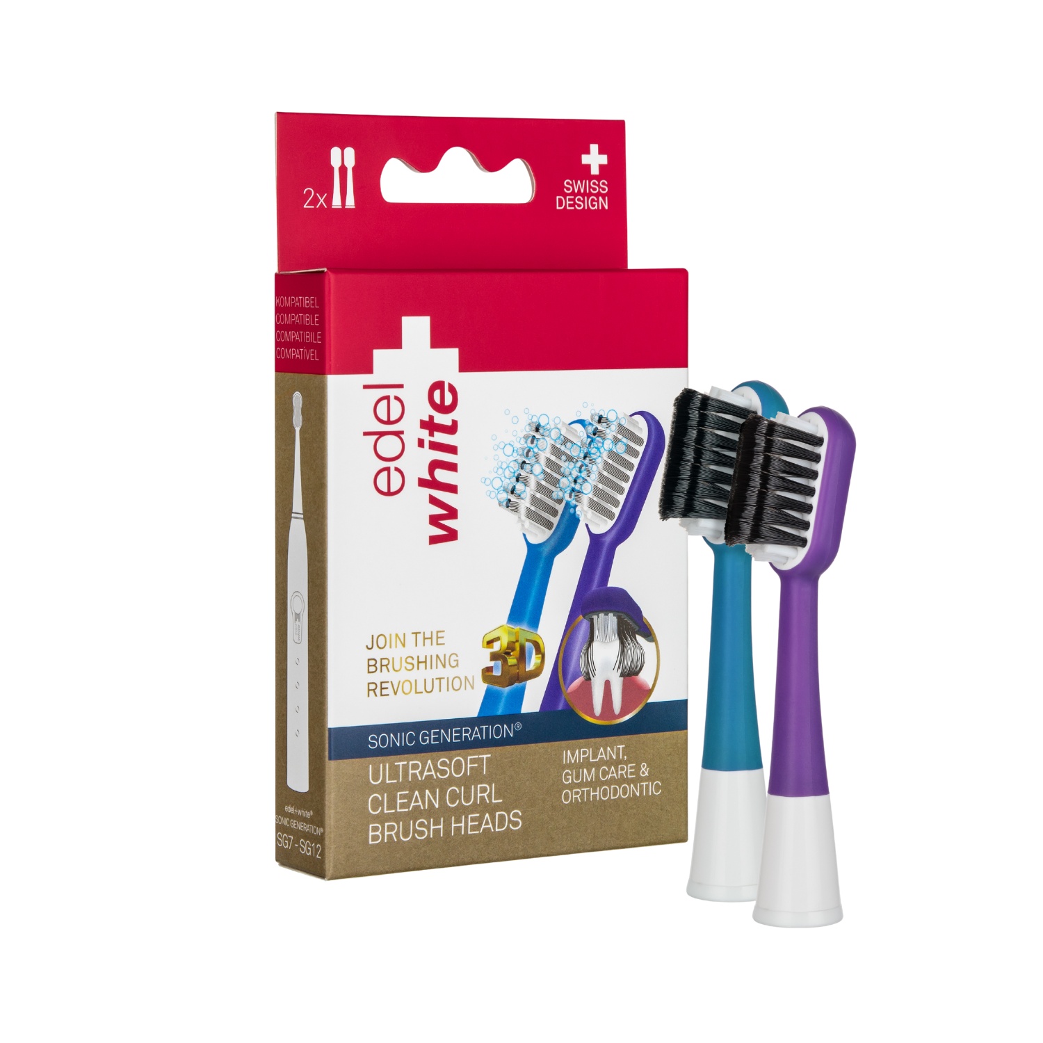 edel+white Clean Curl 3D Bürstenköpfe, 2 Stk (100185)