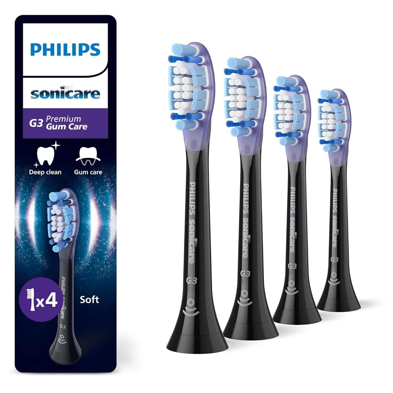 Philips Sonicare G3 Premium Gum Care Ersatzbürstenköpfe Schwarz (4 Stk.)